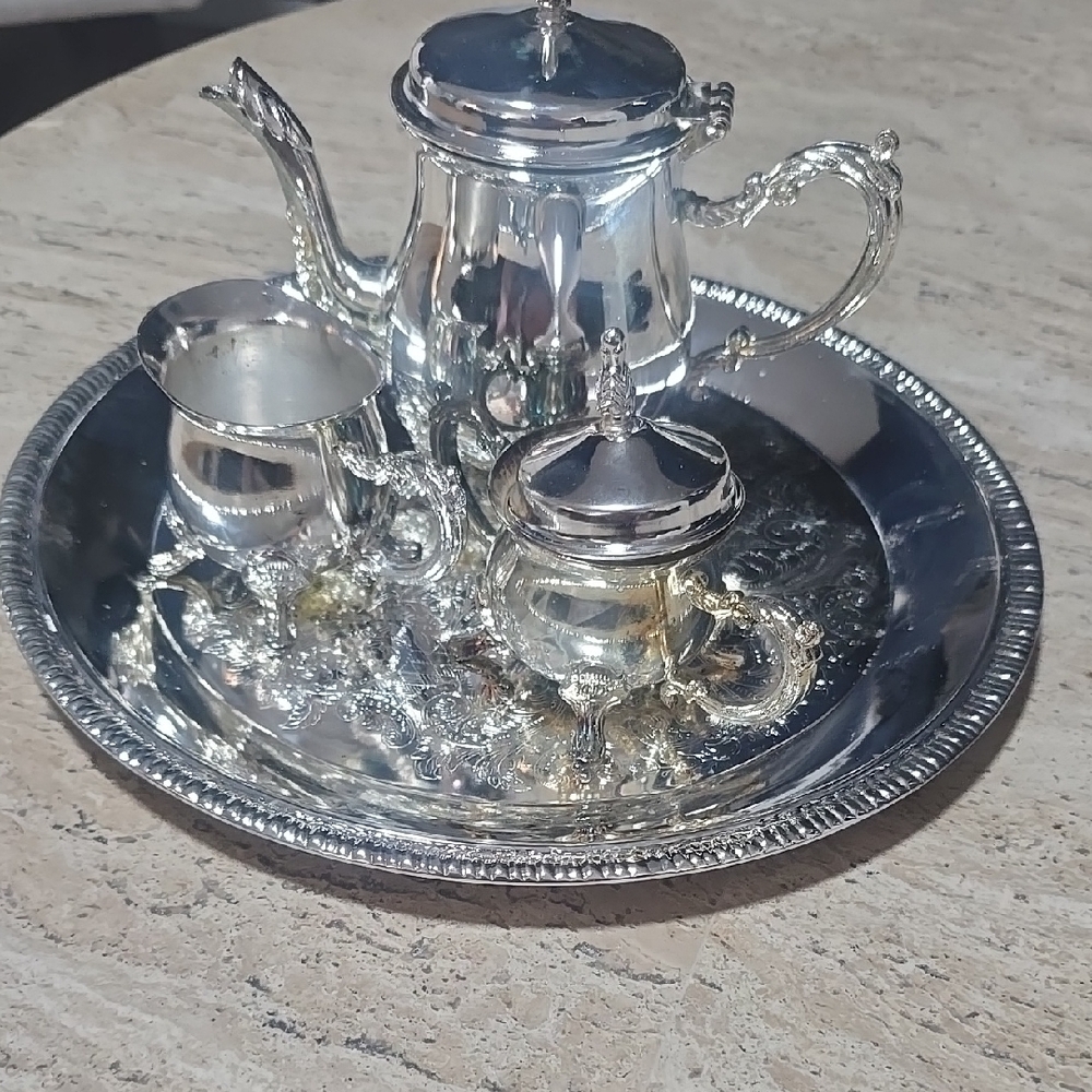 Silver Coffee Set with Tray - Picture 2 of 3